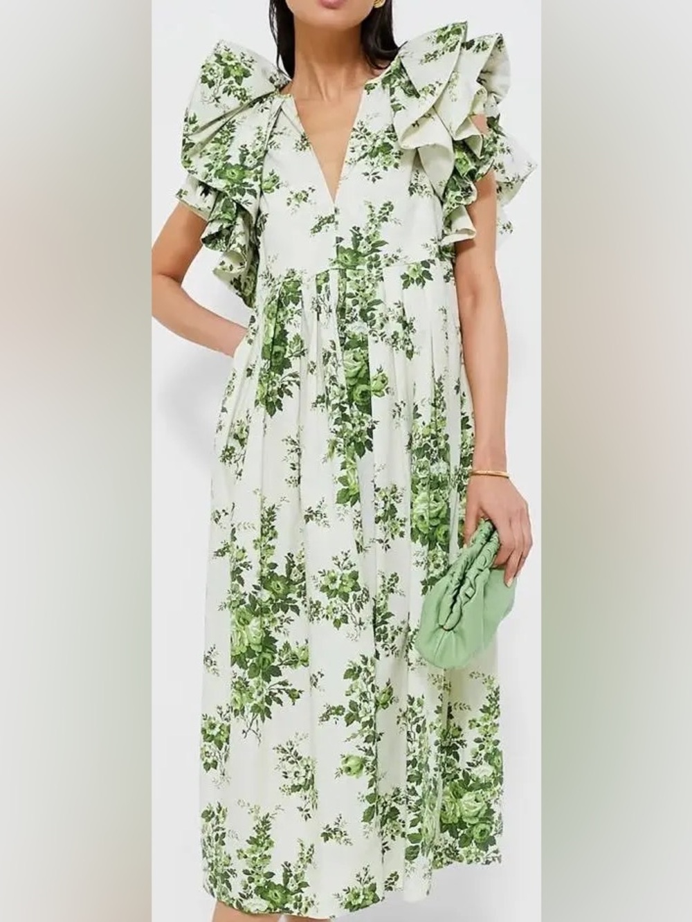 Tuckernuck Lightlight Mariana Floral Ruffle-Sleeve Midi Dress Size XXS NWT